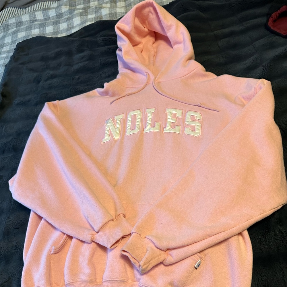 Vintage NOLES Women’s Hoodie Pink Pullover Florida State Sweatshirt Size XL